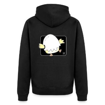 Vogel koreanisch - japanischer Stil 01 - Unisex Premium Bio Zip Hoodie - Schwarz - Hinten - Nico (187cm)