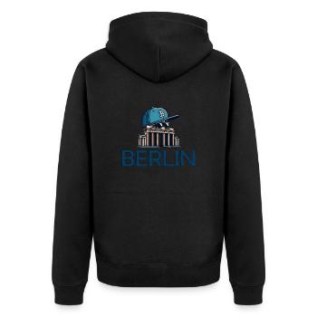 Berlin - Brandenburg Gate Baseball Cap and Sunglasses - Unisex Premium Organic Zip Hoodie - black - Back - Nico (187cm)