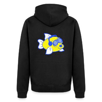 Fête, lait, vache, taureau, ferme, animal, visage, club de musique - Veste à capuche bio Premium Unisexe - noir - Dos - Nico (187cm)