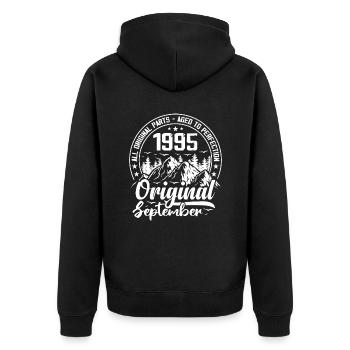 September 1995 Original:29 Years Anniversary Gift - Unisex Premium Organic Zip Hoodie - black - Back - Nico (187cm)