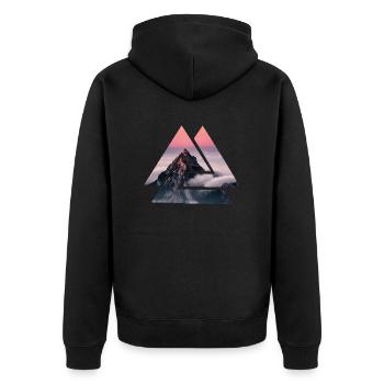 Geometric Alps Mountains - Unisex Premium Organic Zip Hoodie - black - Back - Nico (187cm)