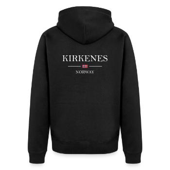 Norvège - Kirkenes blanc - Veste à capuche bio Premium Unisexe - noir - Dos - Nico (187cm)
