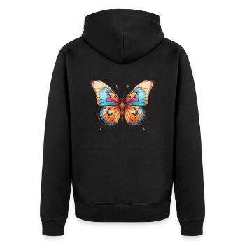 Colorful butterfly drawing - Unisex Premium Organic Zip Hoodie - black - Back - Nico (187cm)