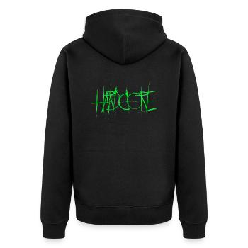 Hardcore - Unisex Premium Organic Zip Hoodie - black - Back - Nico (187cm)