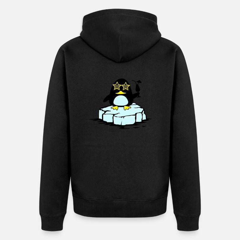 Pingouin de plage Banquise - Veste à capuche bio Premium Unisexe - noir