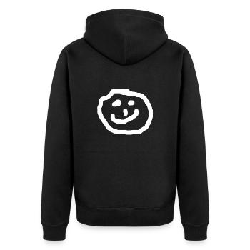 Happy - Unisex Premium Bio Zip Hoodie - Schwarz - Hinten - Nico (187cm)