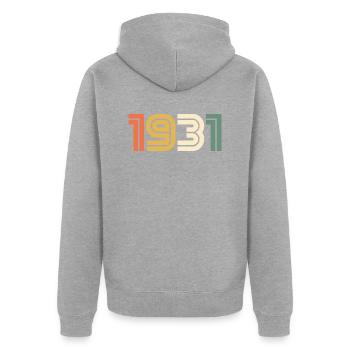 Sport Jahrgang 1931 - Unisex Premium Bio Zip Hoodie - Grau meliert - Hinten - Nico (187cm)