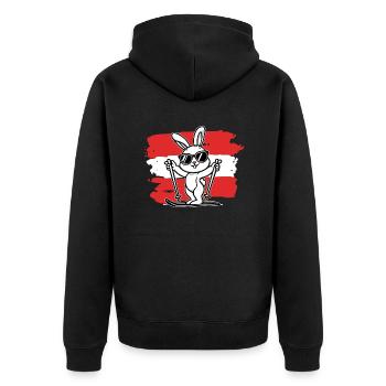 Österreich Schihase - Unisex Premium Bio Zip Hoodie - Schwarz - Hinten - Nico (187cm)