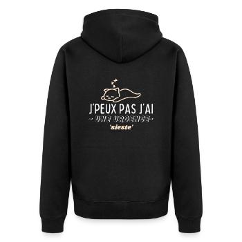 Ich kann nicht, ich habe einen 'Nickerchen'-Notfall - Unisex Premium Bio Zip Hoodie - Schwarz - Hinten - Nico (187cm)