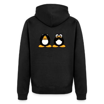 2 Penguins Talking Nothing See Mute Blind Friends - Unisex Premium Organic Zip Hoodie - black - Back - Nico (187cm)