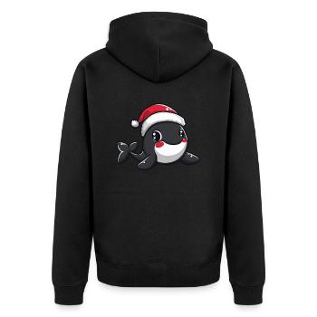 Wal Weihnachten - Unisex Premium Bio Zip Hoodie - Schwarz - Hinten - Nico (187cm)