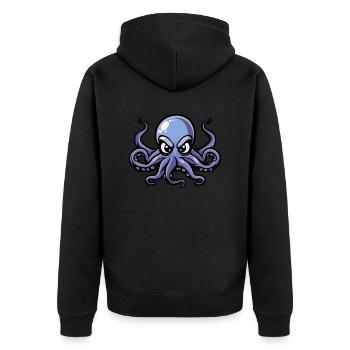 Oktopus Comic - Unisex Premium Bio Zip Hoodie - Schwarz - Hinten - Nico (187cm)