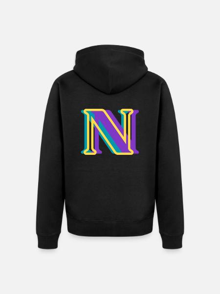 Mehrfarbiger Buchstabe n - Unisex Premium Bio Zip Hoodie - Schwarz
