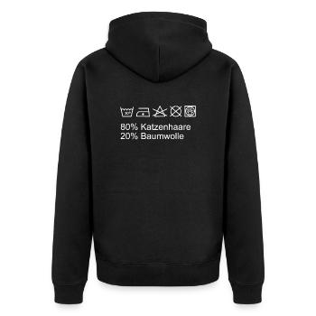 Katzen Waschhinweis Katzenhaare Baumwolle - Unisex Premium Bio Zip Hoodie - Schwarz - Hinten - Nico (187cm)