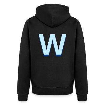 Lettre w bleu pop et moderne - Veste à capuche bio Premium Unisexe - noir - Dos - Nico (187cm)