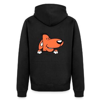 chien derrière le mur clôture signe peeps drôle coquin - Veste à capuche bio Premium Unisexe - noir - Dos - Nico (187cm)