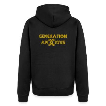 Lustige Generation Ängstlich Sarkasmus Humor Textdesign - Unisex Premium Bio Zip Hoodie - Schwarz - Hinten - Nico (187cm)