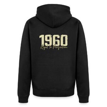 Original 1960 Retro 1960 Geburtstagsgeschenk 1960 - Unisex Premium Bio Zip Hoodie - Schwarz - Hinten - Nico (187cm)