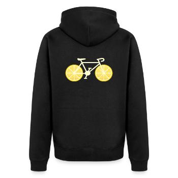 Fahrrad Zitrone Geschenk - Unisex Premium Bio Zip Hoodie - Schwarz - Hinten - Nico (187cm)