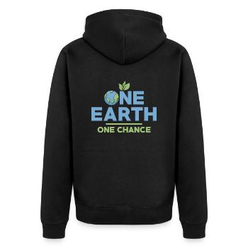 One Earth One Chance Planet Environmental Earth Da - Unisex Premium Organic Zip Hoodie - black - Back - Nico (187cm)