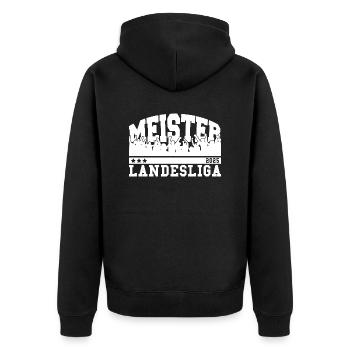 Meister Landesliga 2025 Aufstieg Fußball Handball - Unisex Premium Bio Zip Hoodie - Schwarz - Hinten - Nico (187cm)