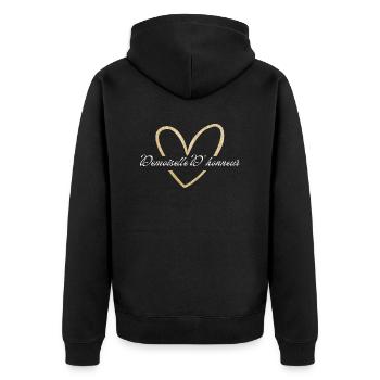 Bridesmaid Gold Heart Glitter - Unisex Premium Organic Zip Hoodie - black - Back - Nico (187cm)
