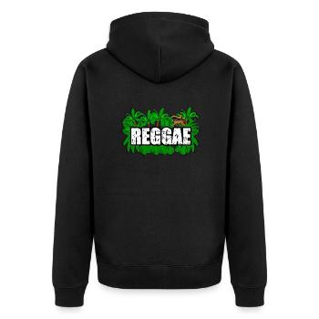 Reggae Lion - Unisex Premium Organic Zip Hoodie - black - Back - Nico (187cm)
