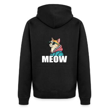 Cooles Katze Design im Pop Art Stil für jeden - Unisex Premium Bio Zip Hoodie - Schwarz - Hinten - Nico (187cm)