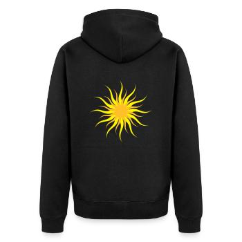 sun - Unisex Premium Organic Zip Hoodie - black - Back - Nico (187cm)