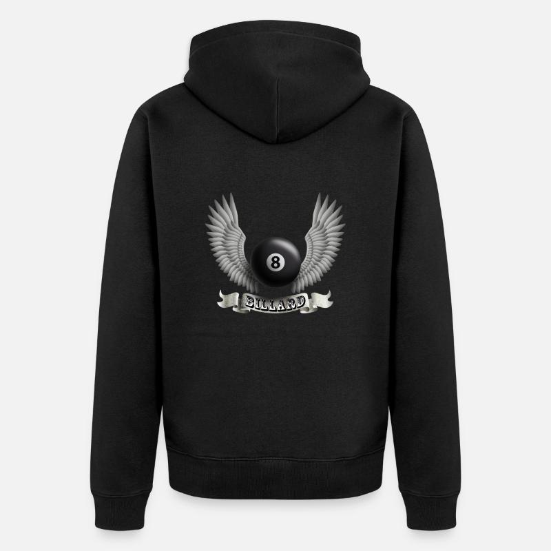 billard_wings_b - Unisex Premium Bio Zip Hoodie - Schwarz