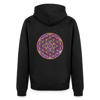 Flower of Life - Mandala - Unisex Premium Organic Zip Hoodie - black - Back - Nico (187cm)
