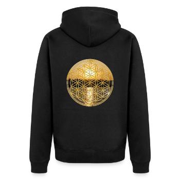 Flower of Life sunset - Unisex Premium Organic Zip Hoodie - black - Back - Nico (187cm)