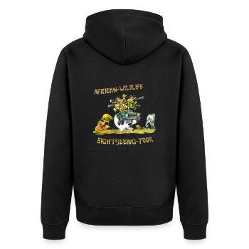 Safari - Unisex Premium Bio Zip Hoodie - Schwarz - Hinten - Nico (187cm)