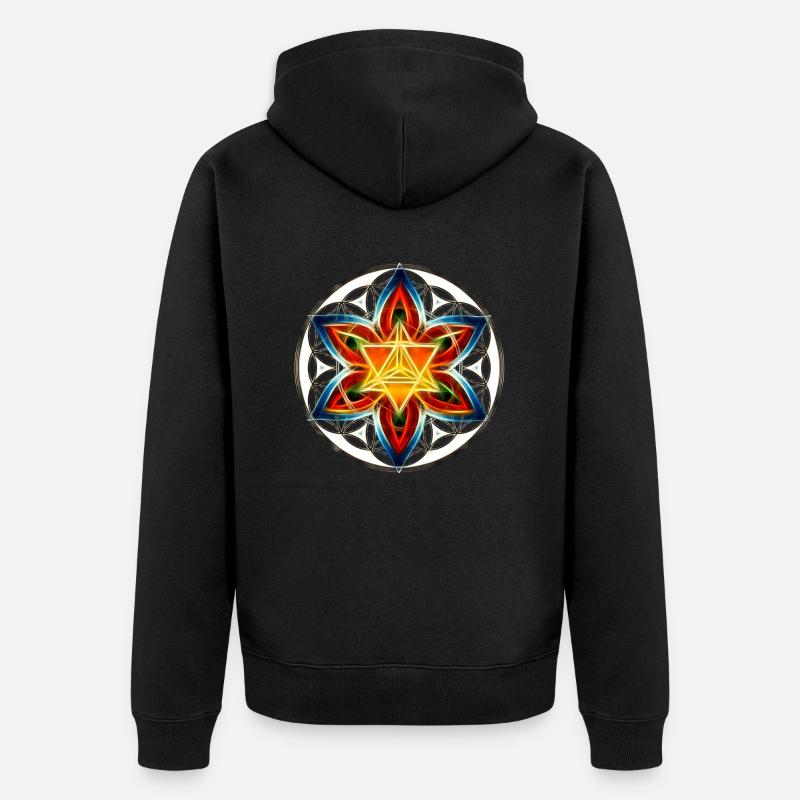 Merkabah, fleur de la vie, la géométrie sacrée - Veste à capuche bio Premium Unisexe - noir