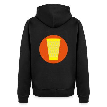 Apfelwein Glas _Geripptes - Unisex Premium Bio Zip Hoodie - Schwarz - Hinten - Nico (187cm)