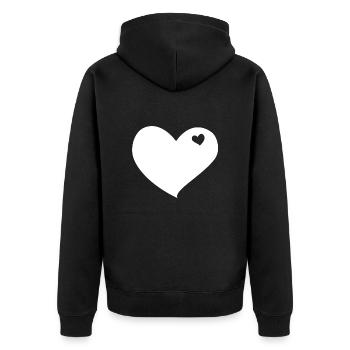Heart White - Unisex Premium Bio Zip Hoodie - Schwarz - Hinten - Nico (187cm)