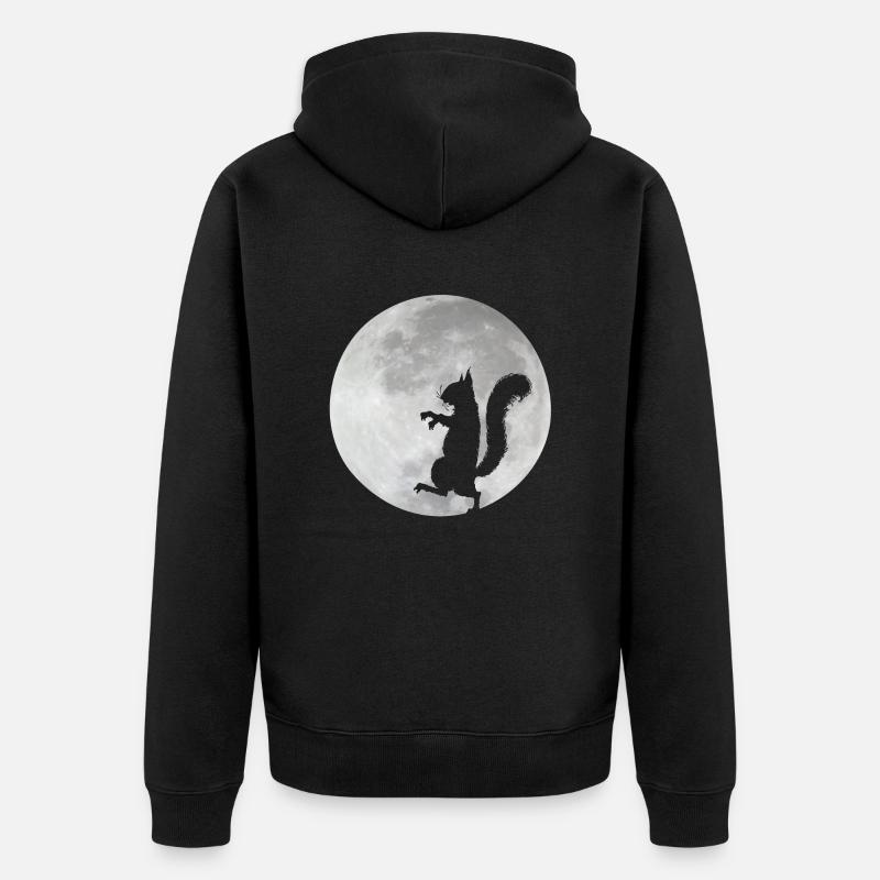 Eichhörnchen im Mond - Unisex Premium Bio Zip Hoodie - Schwarz