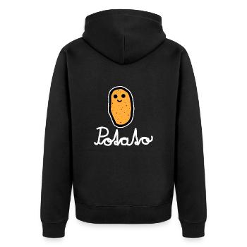 Potato (white) - Unisex Premium Bio Zip Hoodie - Schwarz - Hinten - Nico (187cm)