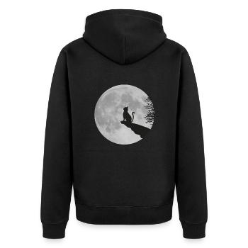 Chat lune pleine lune kitty cat rock - Veste à capuche bio Premium Unisexe - noir - Dos - Nico (187cm)