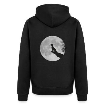 Full moon Cliff dog puppy puppy werewolf howl - Unisex Premium Organic Zip Hoodie - black - Back - Nico (187cm)