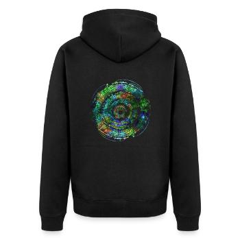 Notenkreis Bunt - Unisex Premium Bio Zip Hoodie - Schwarz - Hinten - Nico (187cm)