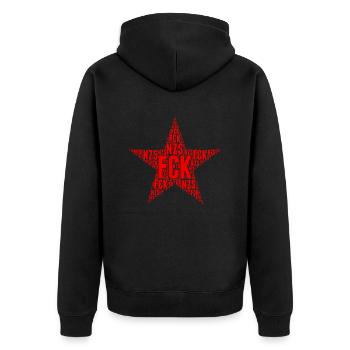 FCK NZS - Unisex Premium Bio Zip Hoodie - Schwarz - Hinten - Nico (187cm)