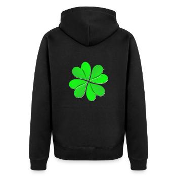 Kleeblatt - Unisex Premium Bio Zip Hoodie - Schwarz - Hinten - Nico (187cm)
