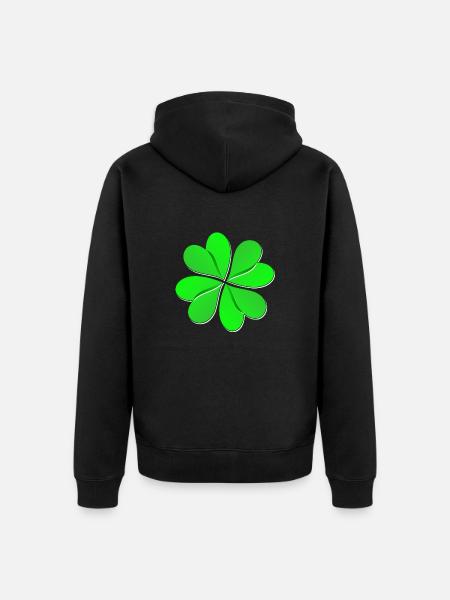Kleeblatt - Unisex Premium Bio Zip Hoodie - Schwarz