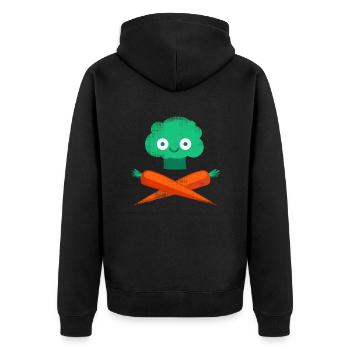 Veggie Pirate - Unisex Premium Organic Zip Hoodie - black - Back - Nico (187cm)