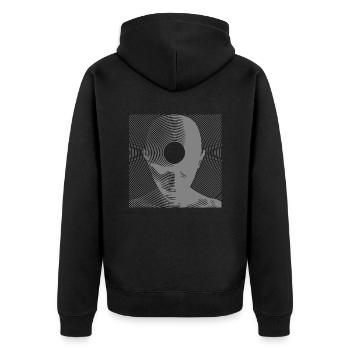 Free-Mind-grey - Unisex Premium Bio Zip Hoodie - Schwarz - Hinten - Nico (187cm)