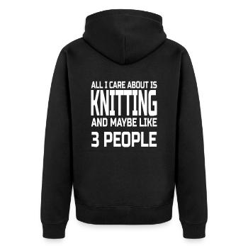 Care about knitting - Unisex Premium Organic Zip Hoodie - black - Back - Nico (187cm)