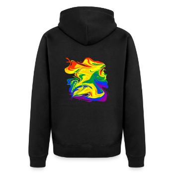 rainbow mess - Unisex Premium Bio Zip Hoodie - Schwarz - Hinten - Nico (187cm)