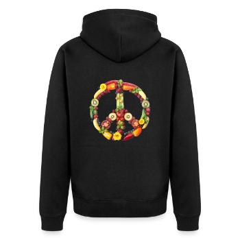 Peacezeichen Rosen - Unisex Premium Bio Zip Hoodie - Schwarz - Hinten - Nico (187cm)