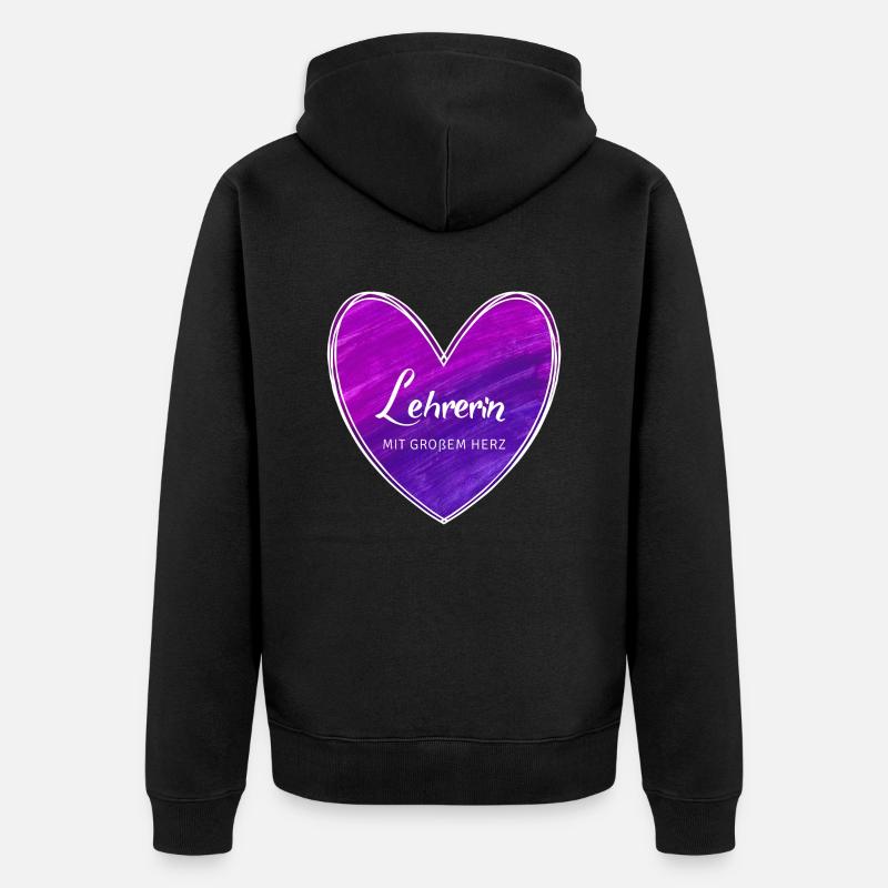 Lehrerin mit großem Herz - Unisex Premium Bio Zip Hoodie - Schwarz